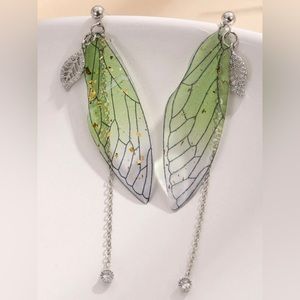 Wing and leaf earrings